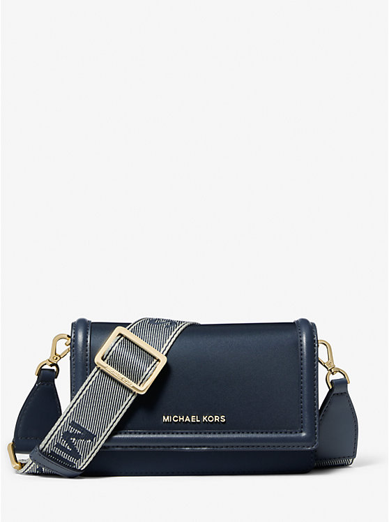 Michael Kors Jet Set Small Nylon Gabardine Smartphone Women Crossbody Bag NAVY | USADFS1100