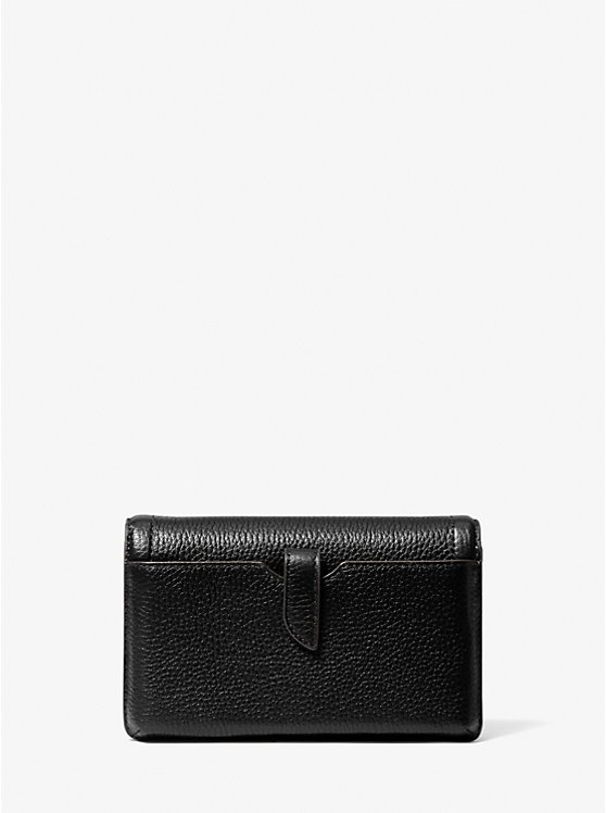 Michael Kors Jet Set Small Pebbled Leather Smartphone Convertible Women Crossbody Bag BLACK | USAJPH1104