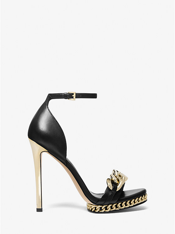 Michael Kors Jordyn Embellished Leather Platform Women Sandals BLACK | USAVRL1890