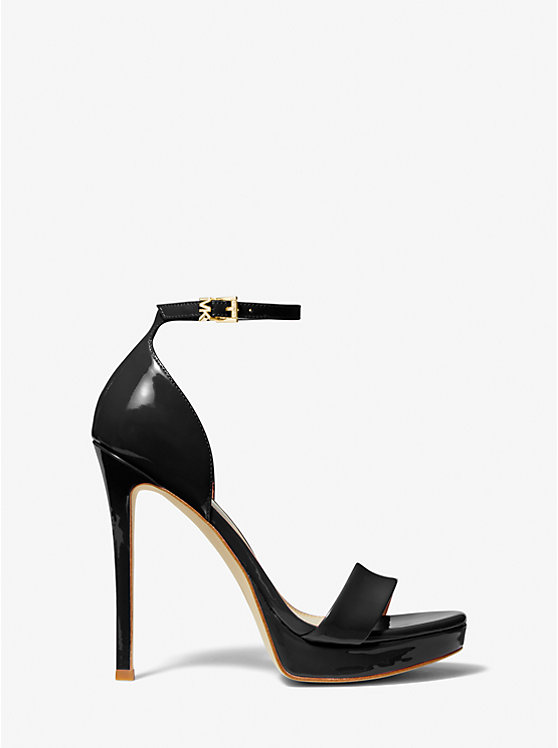 Michael Kors Jordyn Patent Leather Platform Women Sandals BLACK | USAMQC1893