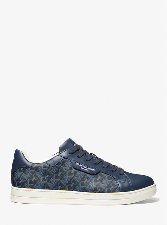 Michael Kors Keating Empire Signature Logo and Leather Men Sneakers NAVY | USAHAL2268