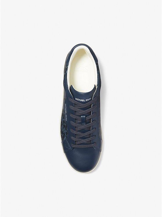 Michael Kors Keating Empire Signature Logo and Leather Men Sneakers NAVY | USAHAL2268