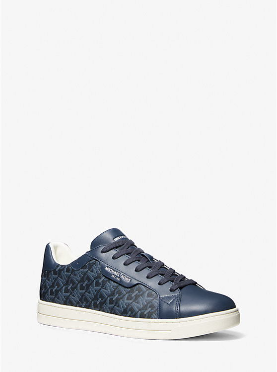 Michael Kors Keating Empire Signature Logo and Leather Men Sneakers NAVY | USAHAL2268