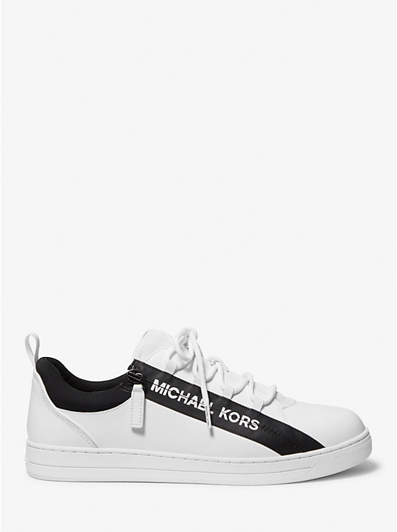 Michael Kors Keating Leather and Mesh Zip-Up Men Sneakers OPTIC WHITE | USADFC2271