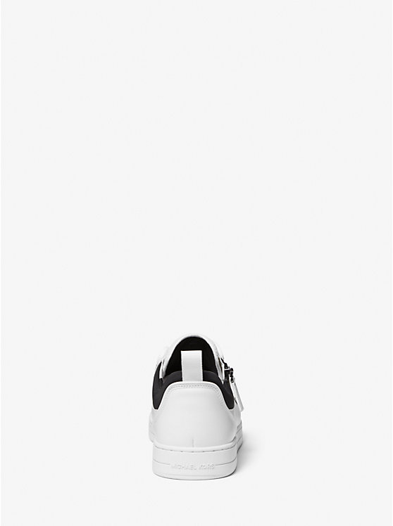 Michael Kors Keating Leather and Mesh Zip-Up Men Sneakers OPTIC WHITE | USADFC2271