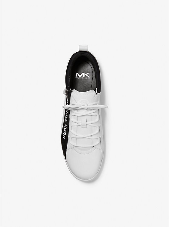 Michael Kors Keating Leather and Mesh Zip-Up Men Sneakers OPTIC WHITE | USADFC2271