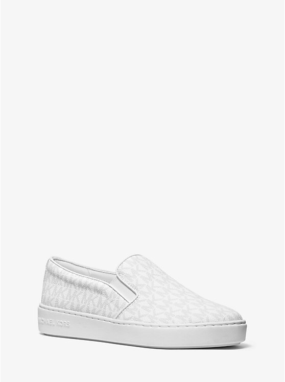 Michael Kors Keaton Logo Slip-On Women Sneakers BRIGHT WHT | USAMQL1998