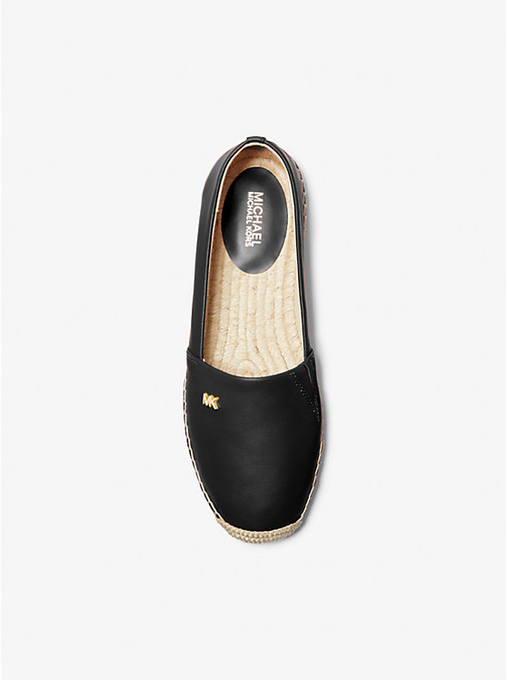 Michael Kors Kendrick Leather Slip-On Espadrille Women Flats BLACK | USAZUP1692