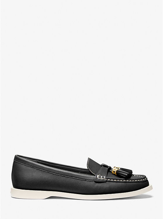 Michael Kors Kiernan Leather Women Loafers BLACK | USAEBM1709