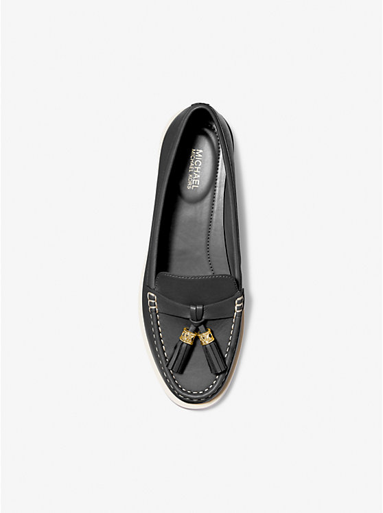 Michael Kors Kiernan Leather Women Loafers BLACK | USAEBM1709