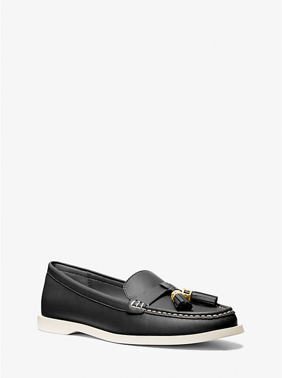 Michael Kors Kiernan Leather Women Loafers BLACK | USAEBM1709