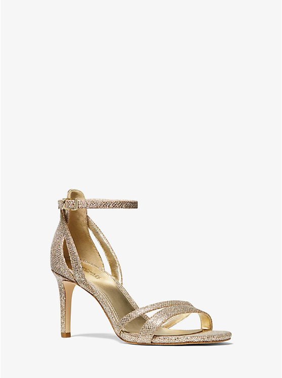 Michael Kors Kimberly Glitter Mesh Women Sandals SAND | USAZUW1900