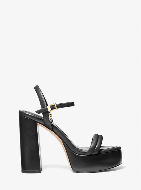 Michael Kors Laci Leather Platform Women Sandals BLACK | USAFDI1906