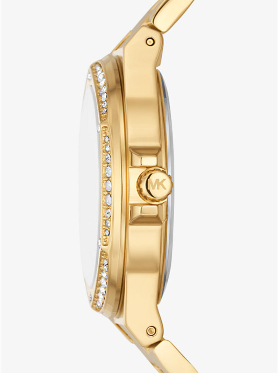 Michael Kors Lennox Pavé Logo Gold-Tone Logo Women Watch GOLD | USAVRA1585