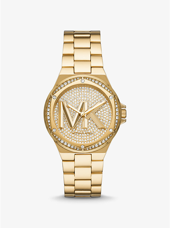 Michael Kors Lennox Pavé Logo Gold-Tone Logo Women Watch GOLD | USAVRA1585