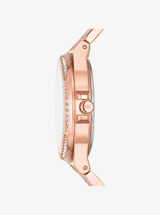 Michael Kors Lennox Pavé Logo Rose Gold-Tone Women Watch ROSE GOLD | USACTS1586