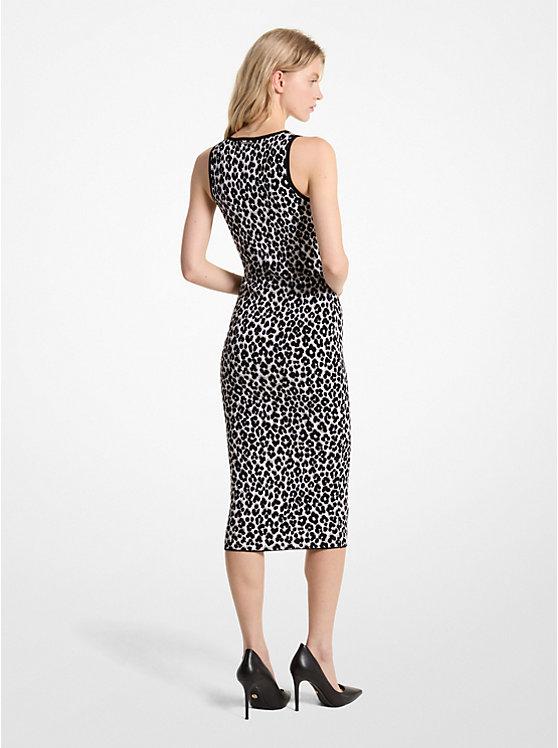 Michael Kors Leopard Jacquard Knit Women Dress ALUMINUM | USAYXB1301