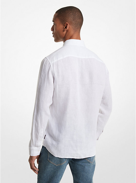 Michael Kors Linen Men Shirt WHITE | USAFDV2218