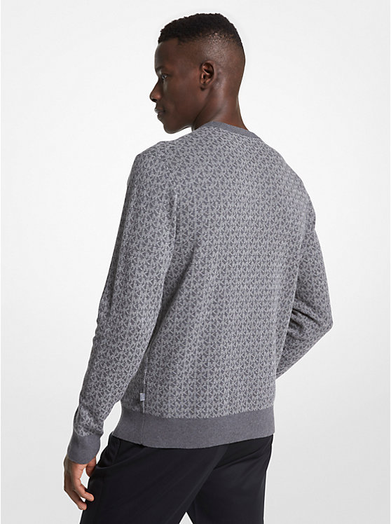 Michael Kors Logo Cotton Jacquard Men Sweater ASH | USAKOM2249