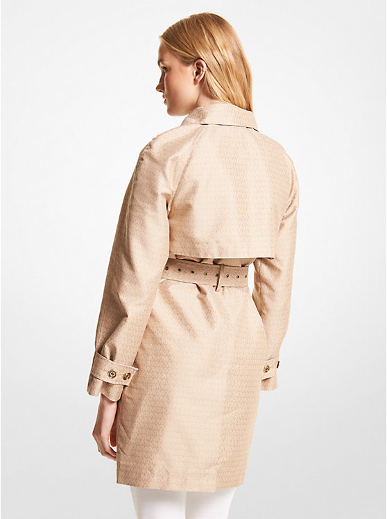 Michael Kors Logo Jacquard Double-Zip Trench Coat Women Jacket KHAKI | USAAHR1389