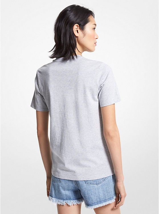 Michael Kors Logo Organic Cotton Women Shirt PEARL GREY | USAZUT1471