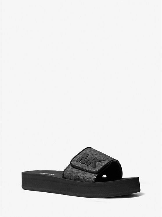 Michael Kors Logo Platform Slide Women Sandals BLACK | USATCJ1915