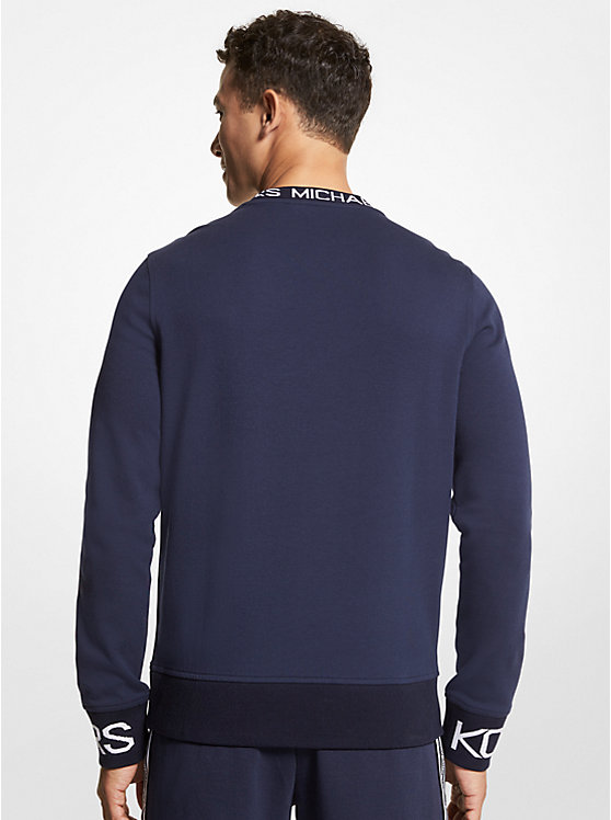 Michael Kors Logo Tape Cotton Blend Men Sweater MIDNIGHT | USALIQ2250