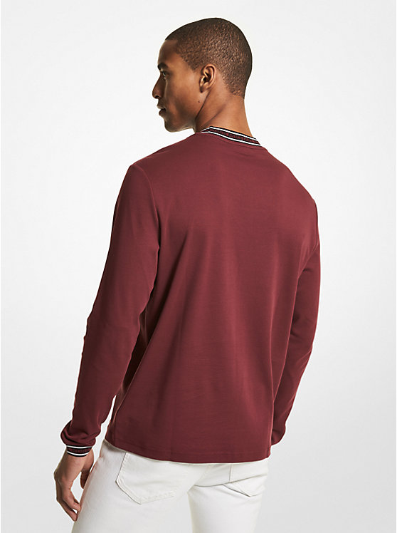 Michael Kors Logo Tape Cotton Crewneck Men Sweatshirt MERLOT | USAMQO2258