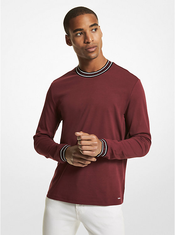 Michael Kors Logo Tape Cotton Crewneck Men Sweatshirt MERLOT | USAMQO2258