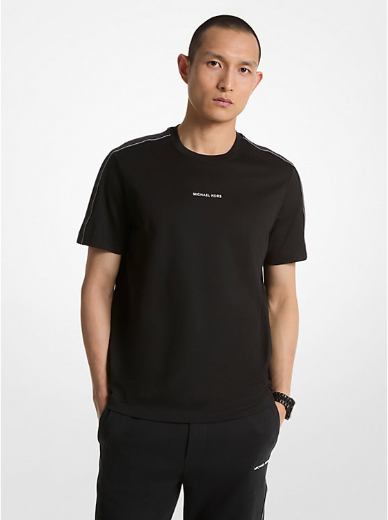 Michael Kors Logo Tape Cotton Men T Shirts BLACK | USABEA2260