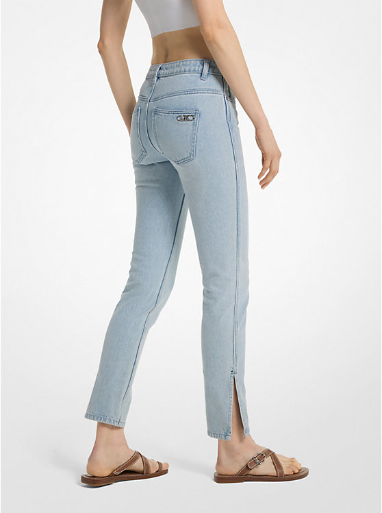 Michael Kors Low-Rise Denim Split-Hem Women Jeans BLUE HAZE WASH | USAXYI1420