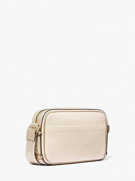 Michael Kors Maeve Large Canvas and Metallic Women Crossbody Bag PALE GOLD/NATURAL | USABEV1111