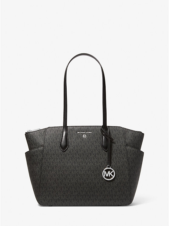 Michael Kors Marilyn Medium Logo Women Tote Bag BLACK | USAZUD1263