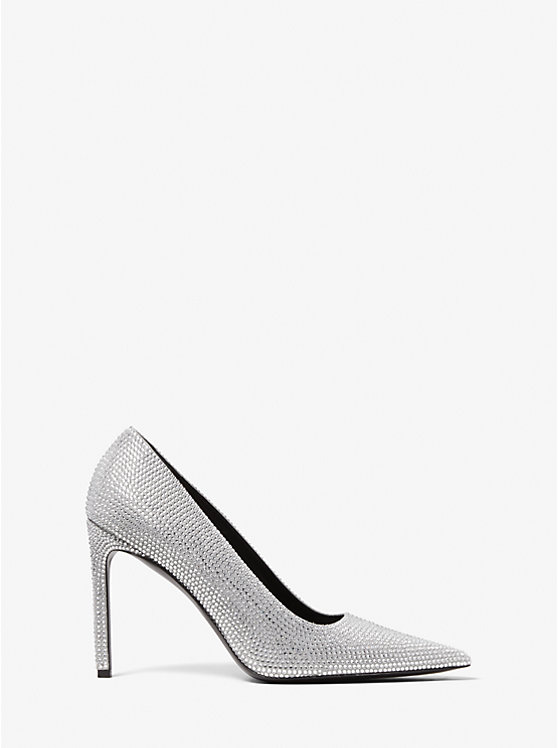 Michael Kors Martine Crystal Embellished Suede Women Pumps PEARL GREY | USAGSD1749