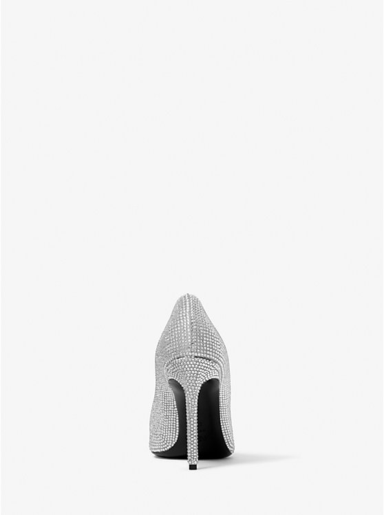 Michael Kors Martine Crystal Embellished Suede Women Pumps PEARL GREY | USAGSD1749