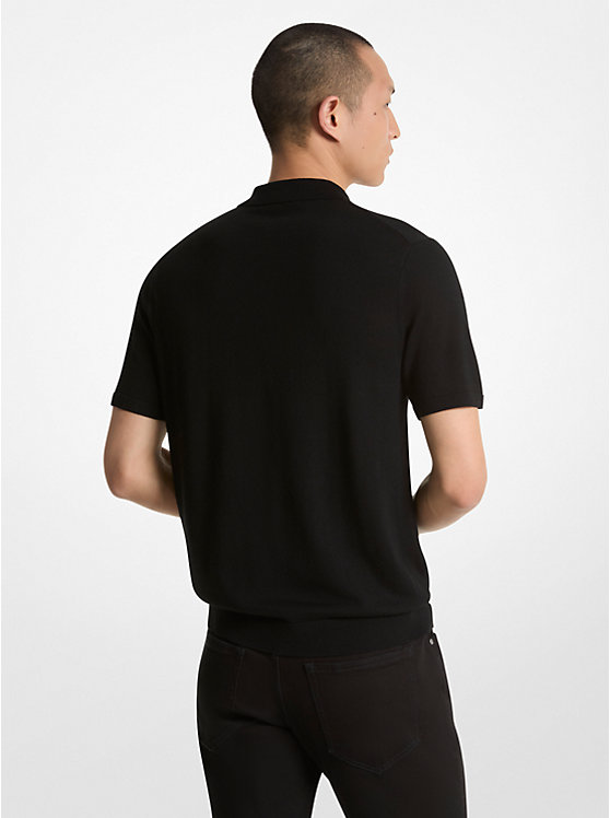 Michael Kors Merino Wool Men Polo Shirt BLACK | USABED2208