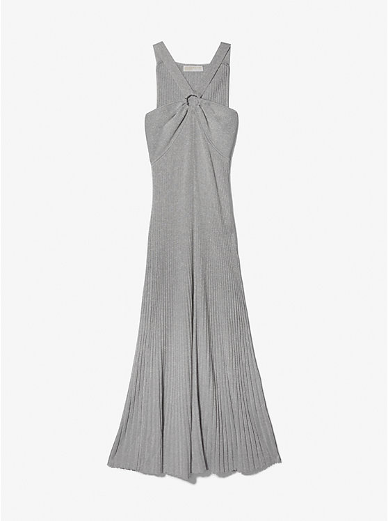 Michael Kors Metallic Knit Ring Halter Women Dress SILVER | USAAHW1306