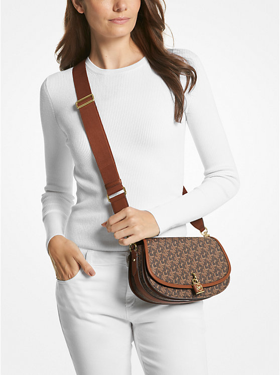 Michael Kors Mila Medium Empire Signature Logo Women Messenger Bag BROWN/LUGGAGE | USANWN1167