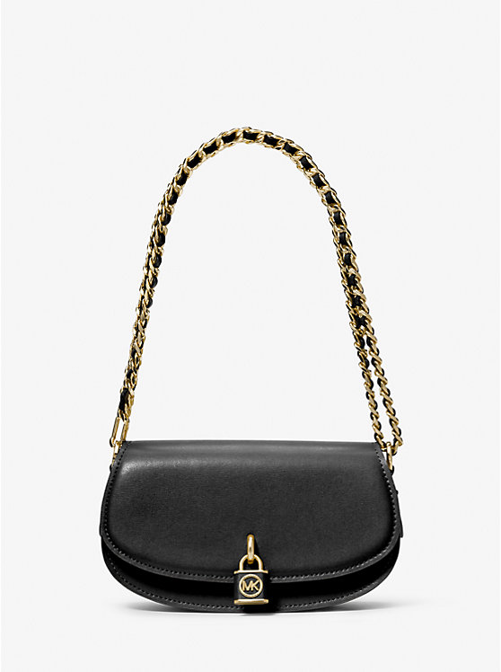 Michael Kors Mila Small Leather Women Crossbody Bag BLACK | USAKOU1122