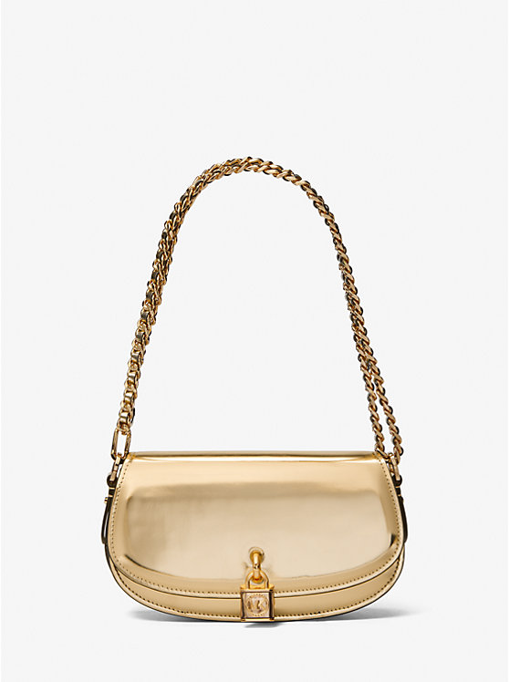 Michael Kors Mila Small Metallic Leather Women Crossbody Bag PALE GOLD | USAJPI1123