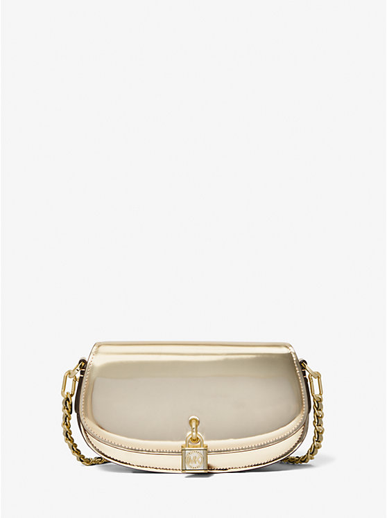 Michael Kors Mila Small Metallic Leather Women Crossbody Bag PALE GOLD | USAJPI1123