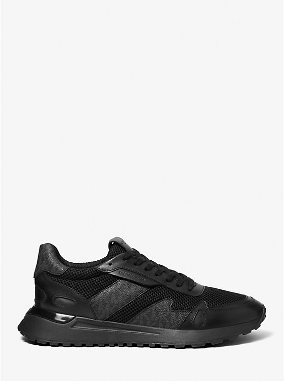 Michael Kors Miles Mixed-Media Men Trainers BLACK | USAYXD2289