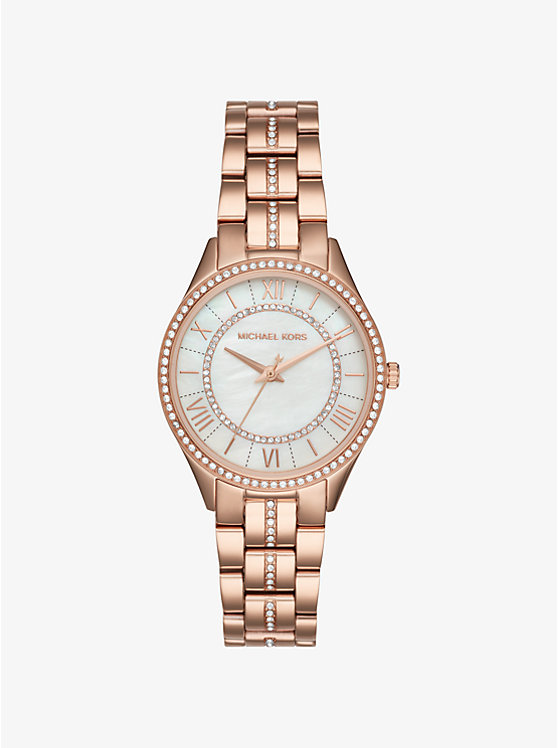 Michael Kors Mini Lauryn Pavé Rose Gold-Tone Women Watch ROSE GOLD | USAWNT1606