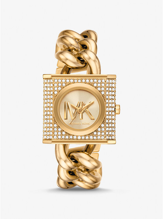 Michael Kors Mini Lock Pavé Gold-Tone Chain Women Watch GOLD | USAQMU1608