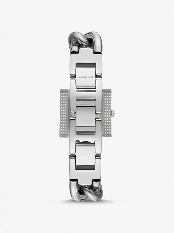 Michael Kors Mini Lock Pavé Silver-Tone Chain Women Watch SILVER | USAWNI1609