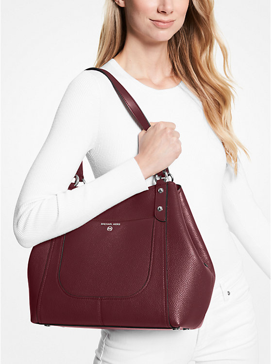 Michael Kors Molly Large Pebbled Leather Women Shoulder Bag MERLOT | USAGSY1229