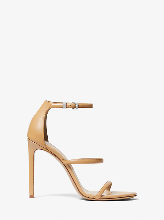 Michael Kors Nadege Leather Women Sandals CAMEL | USAUZQ1926