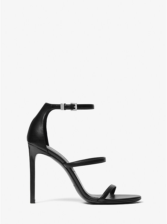 Michael Kors Nadege Leather Women Sandals BLACK | USAILW1927