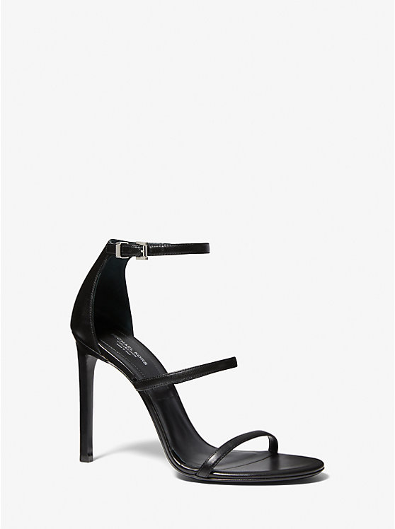 Michael Kors Nadege Leather Women Sandals BLACK | USAILW1927