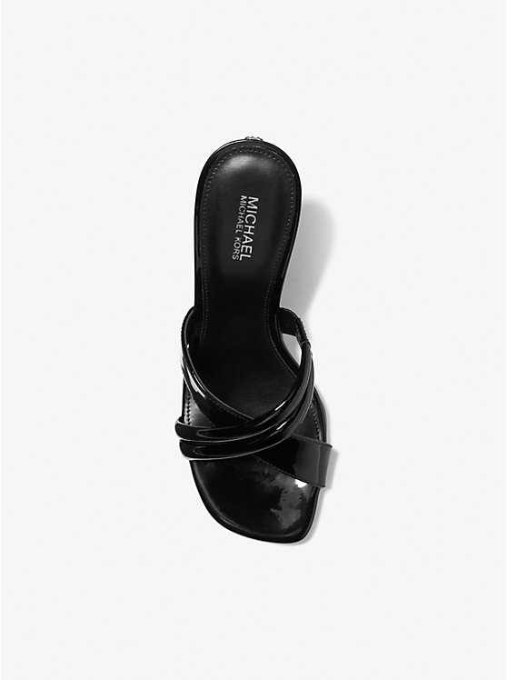 Michael Kors Nadina Patent Leather Mule Women Sandals BLACK | USADFU1932